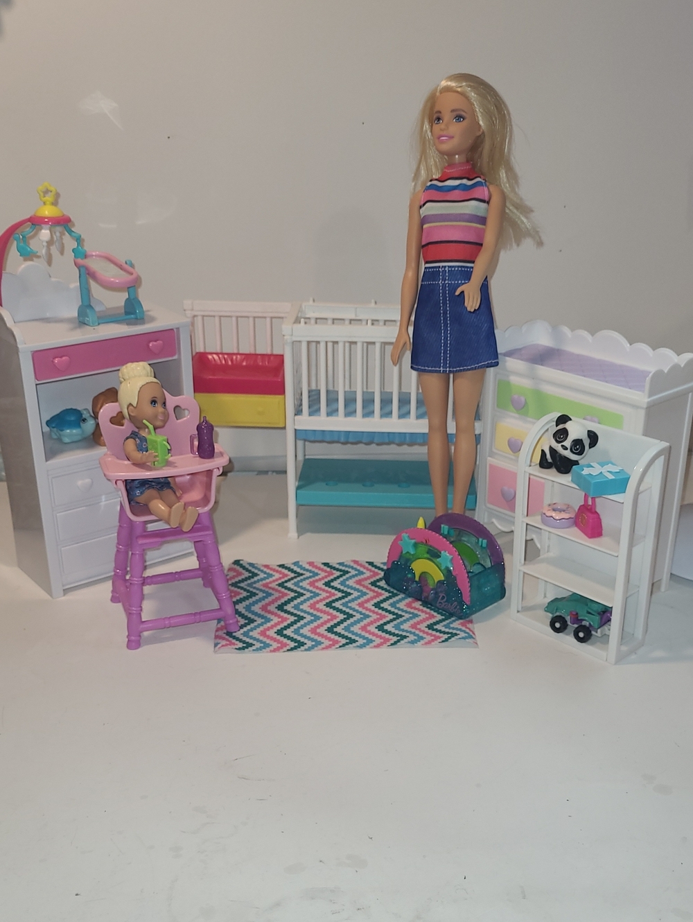 Barbie Nursery Playset with Pink, Blue and White Accessories